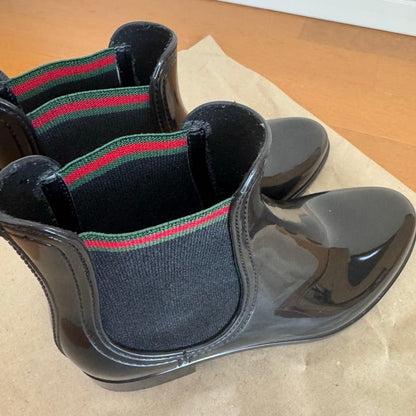 GUCCI Rain Boots Shoes EU 37.5 US 7.5 Black Authentic
