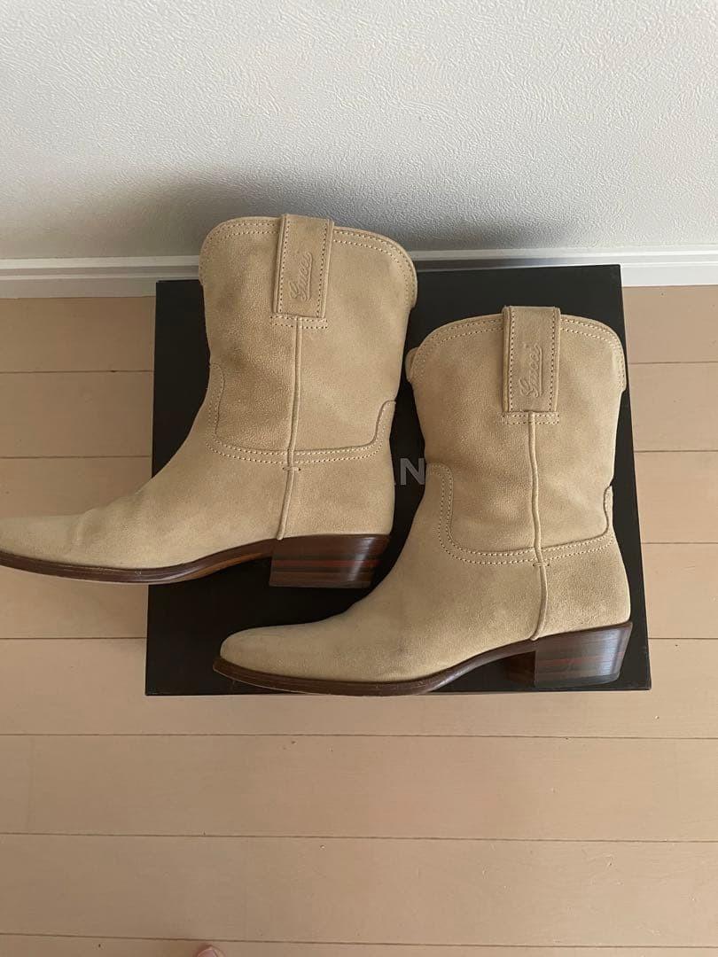 GUCCI Short Boots Shoes EU 35 US 5 Suede Beige Authentic