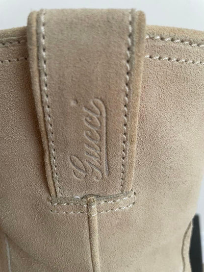 GUCCI Short Boots Shoes EU 35 US 5 Suede Beige Authentic