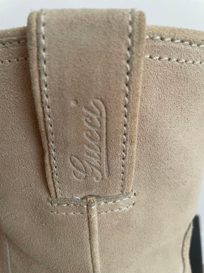 GUCCI Short Boots Shoes EU 35 US 5 Suede Beige Authentic