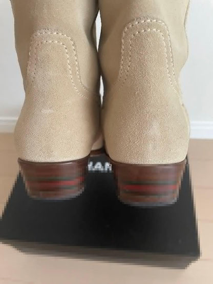 GUCCI Short Boots Shoes EU 35 US 5 Suede Beige Authentic