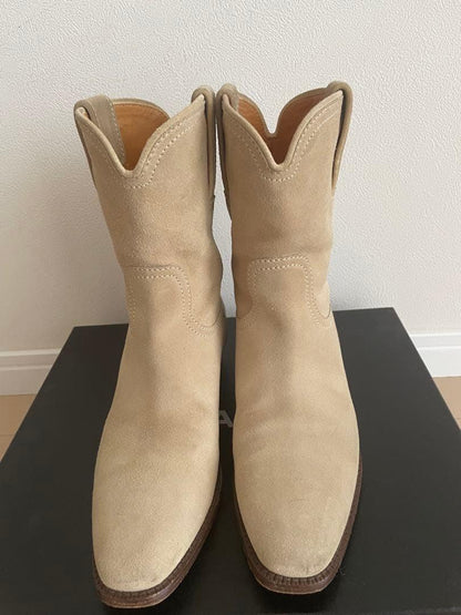 GUCCI Short Boots Shoes EU 35 US 5 Suede Beige Authentic