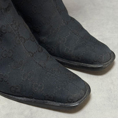 GUCCI Long Boots Shoes GG Canvas EU 36 US 6 Black Authentic