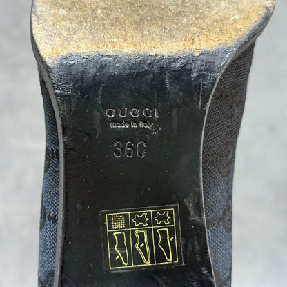 GUCCI Long Boots Shoes GG Canvas EU 36 US 6 Black Authentic