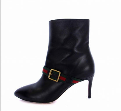 GUCCI Short Boots Shoes Sherry Line EU 38 US 8 Black Authentic