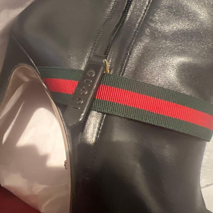 GUCCI Short Boots Shoes Sherry Line EU 38 US 8 Black Authentic