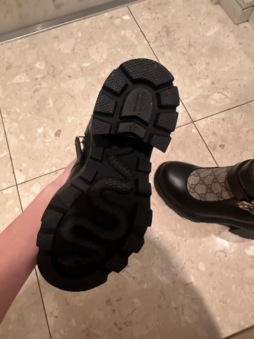 GUCCI Short Boots Shoes GG EU 35.5 US 5.5 Leather Canvas Black Authentic