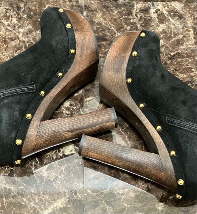 GUCCI Mouton Boots Shoes EU 37.5 US 7.5 Suede Black Authentic