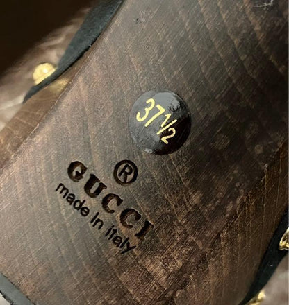 GUCCI Mouton Boots Shoes EU 37.5 US 7.5 Suede Black Authentic