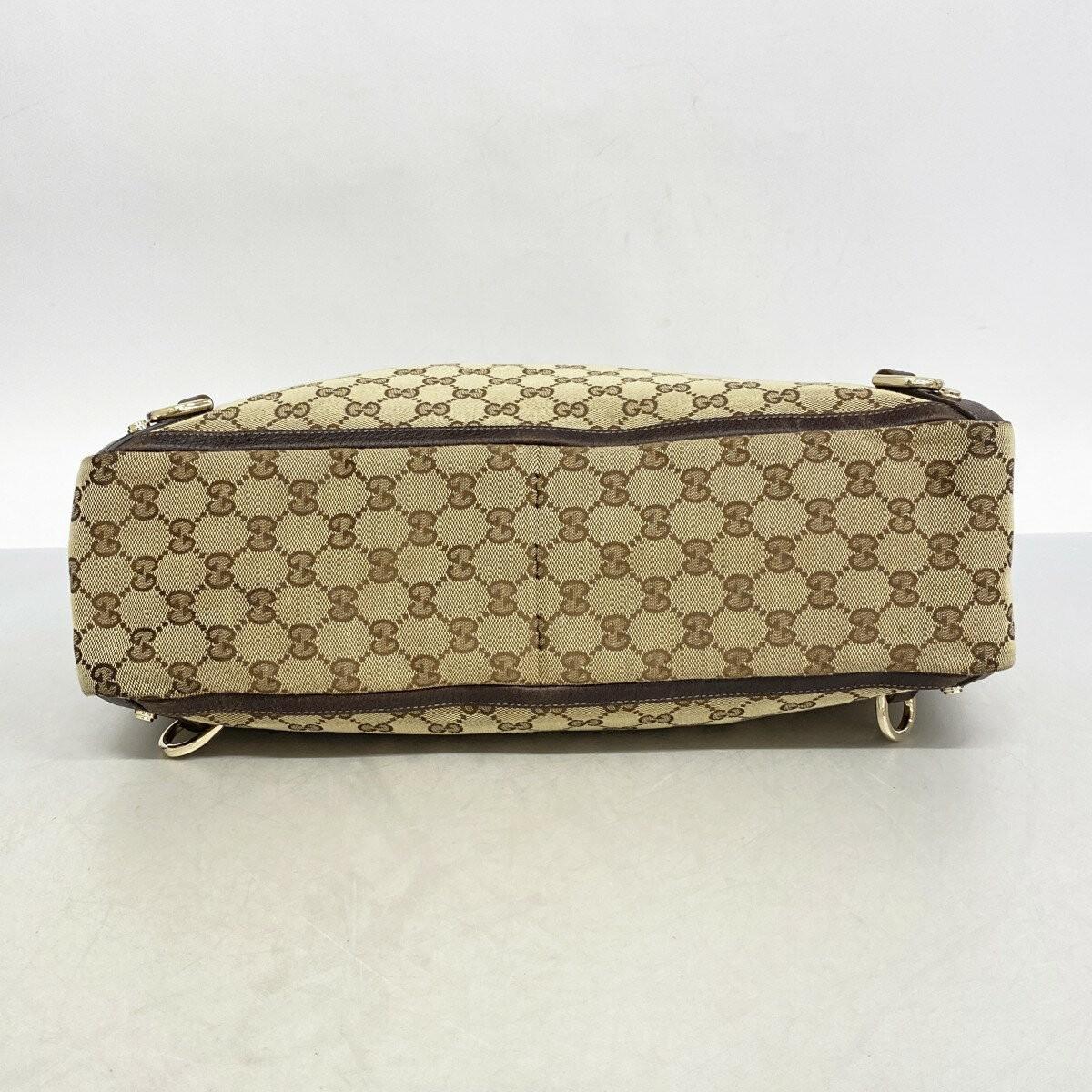 GUCCI Hand Bag Tote Purse GG Canvas Brown Authentic