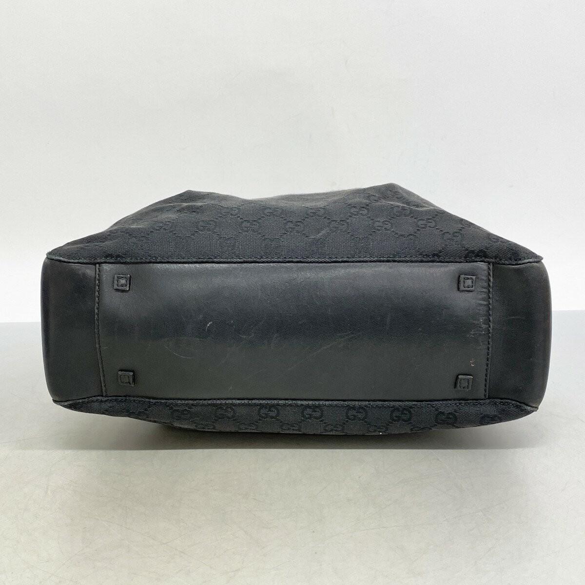 GUCCI Hand Bag Tote Purse GG Canvas Black Authentic