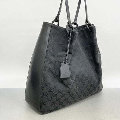 GUCCI Hand Bag Tote Purse GG Canvas Black Authentic