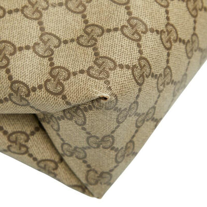 GUCCI Hand Bag Tote Purse GG Supreme PVC Leather Brown Authentic