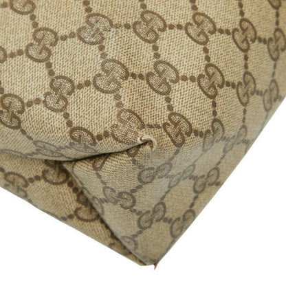 GUCCI Hand Bag Tote Purse GG Supreme PVC Leather Brown Authentic