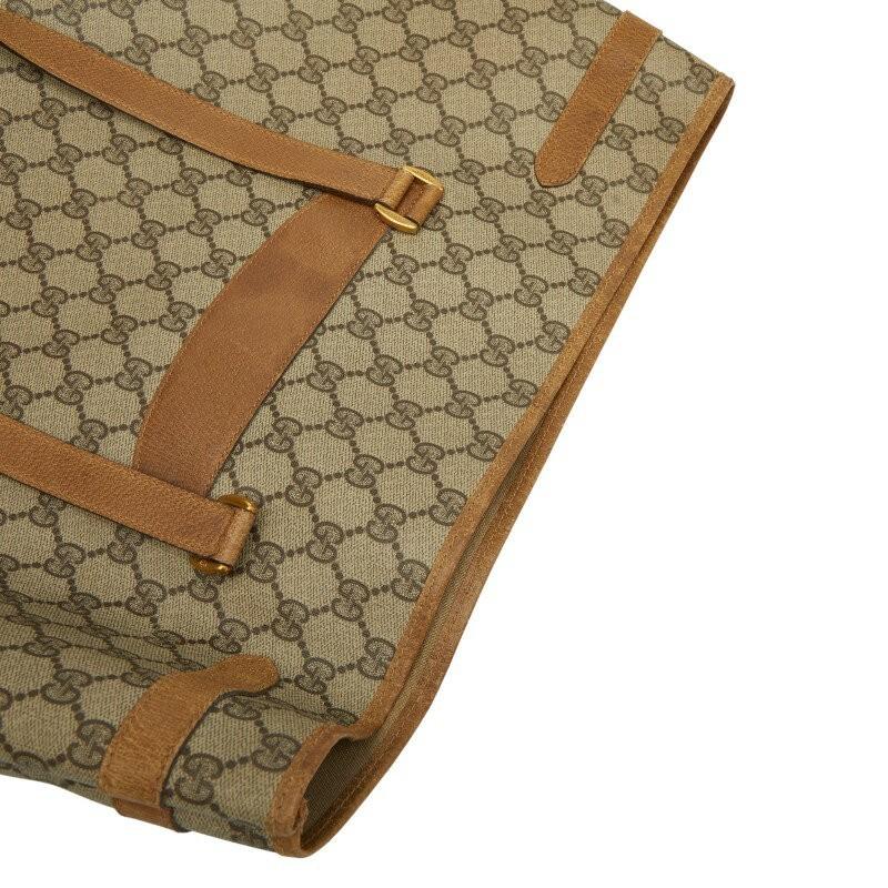 GUCCI Hand Bag Tote Purse GG Supreme PVC Leather Brown Authentic