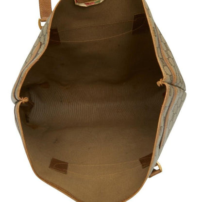 GUCCI Hand Bag Tote Purse GG Supreme PVC Leather Brown Authentic