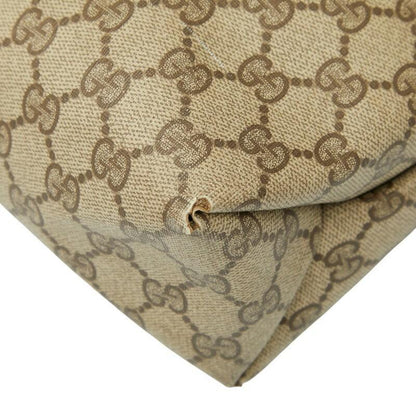 GUCCI Hand Bag Tote Purse GG Supreme PVC Leather Brown Authentic