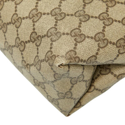 GUCCI Hand Bag Tote Purse GG Supreme PVC Leather Brown Authentic