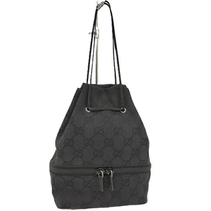 GUCCI Hand Bag Tote Purse Pouch GG Canvas Black Authentic
