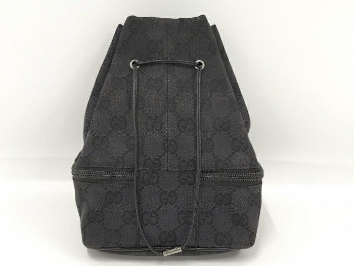 GUCCI Hand Bag Tote Purse Pouch GG Canvas Black Authentic