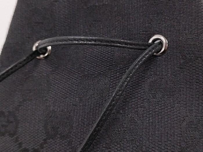 GUCCI Hand Bag Tote Purse Pouch GG Canvas Black Authentic