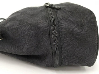 GUCCI Hand Bag Tote Purse Pouch GG Canvas Black Authentic
