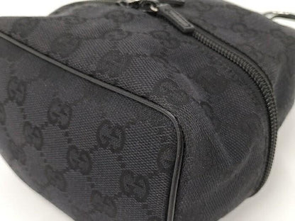 GUCCI Hand Bag Tote Purse Pouch GG Canvas Black Authentic
