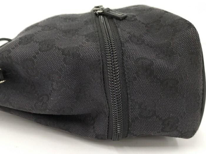 GUCCI Hand Bag Tote Purse Pouch GG Canvas Black Authentic