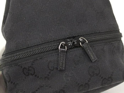 GUCCI Hand Bag Tote Purse Pouch GG Canvas Black Authentic