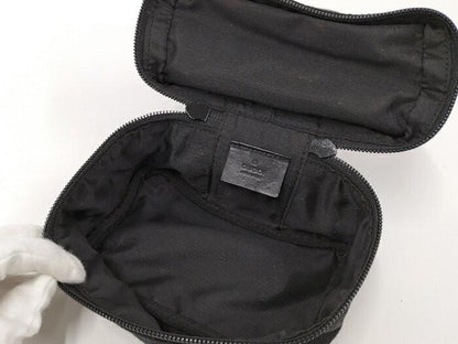 GUCCI Hand Bag Tote Purse Pouch GG Canvas Black Authentic