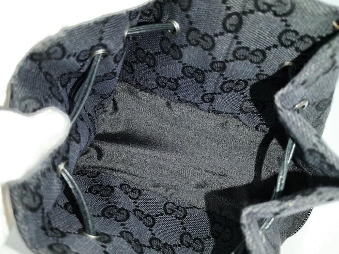 GUCCI Hand Bag Tote Purse Pouch GG Canvas Black Authentic