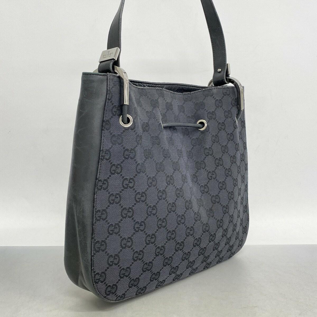GUCCI Shoulder Bag Purse GG Canvas Black Authentic