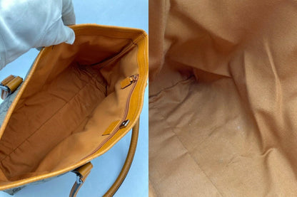 GUCCI Hand Bag Tote Purse GG Supreme PVC Leather Camel Authentic