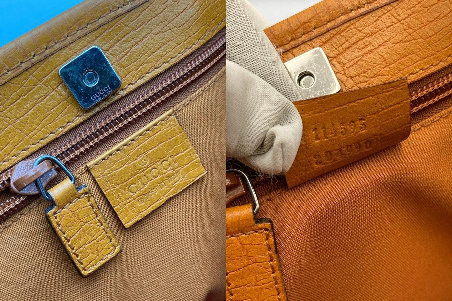 GUCCI Hand Bag Tote Purse GG Supreme PVC Leather Camel Authentic