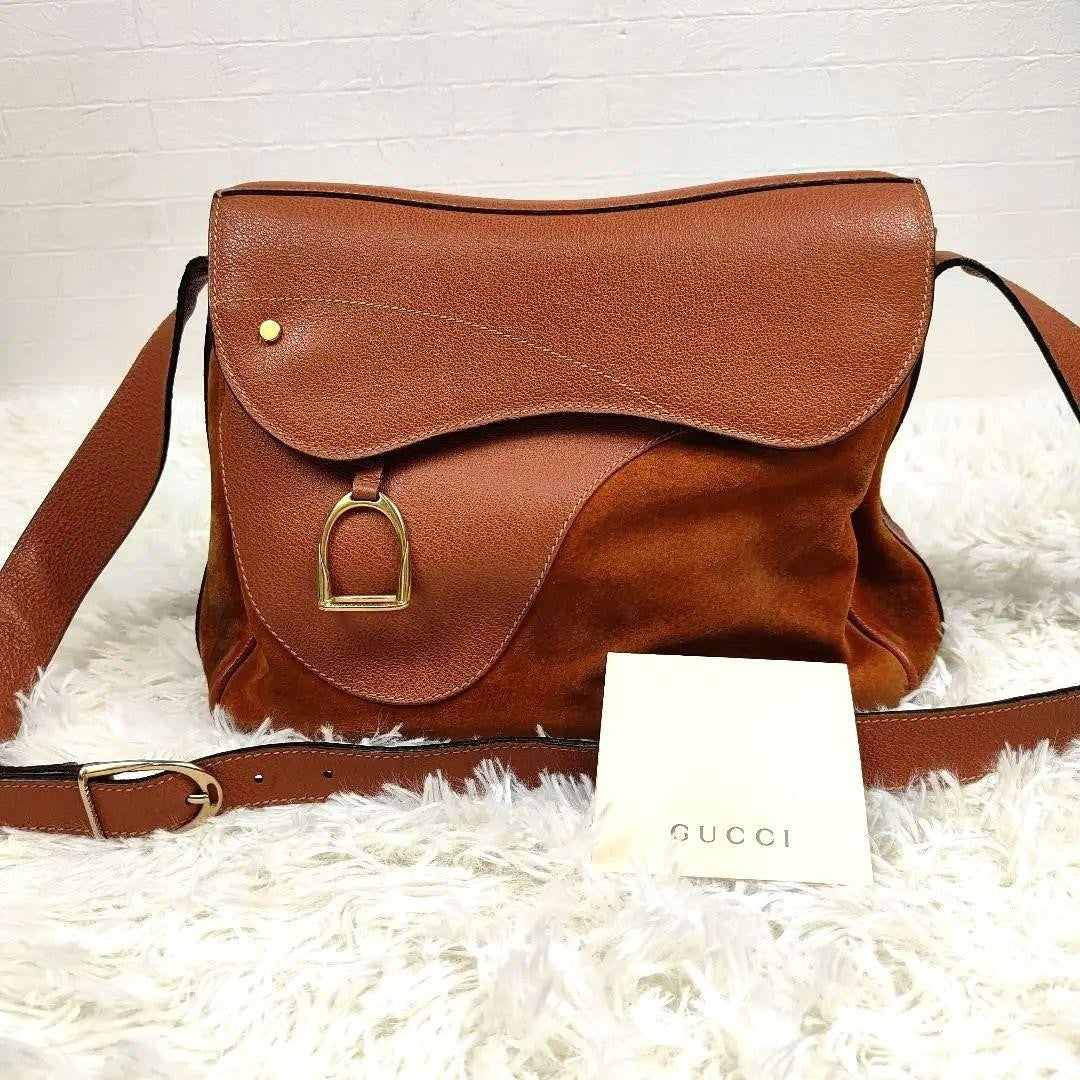 GUCCI Shoulder Bag Purse Suede Leather Authentic