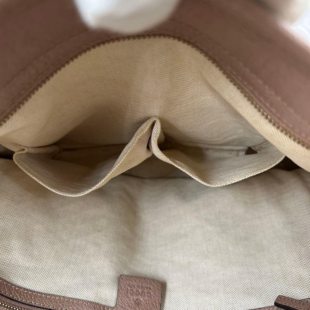 GUCCI Hand Bag Tote Purse GG Canvas Leather Pink Authentic