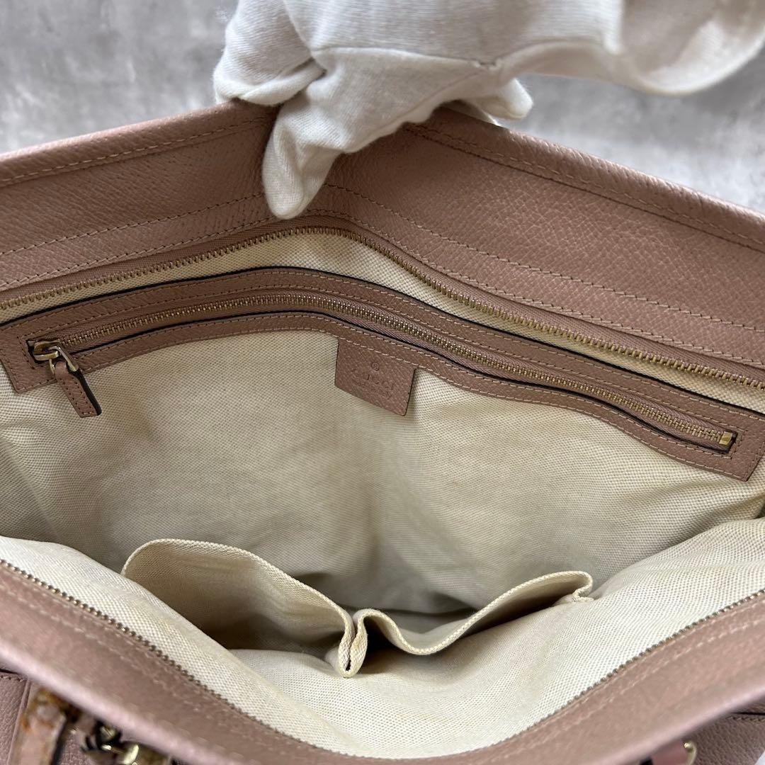 GUCCI Hand Bag Tote Purse GG Canvas Leather Pink Authentic