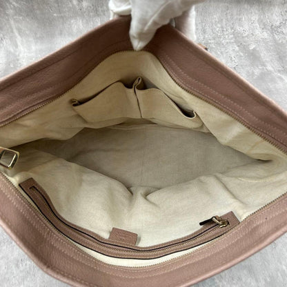 GUCCI Hand Bag Tote Purse GG Canvas Leather Pink Authentic