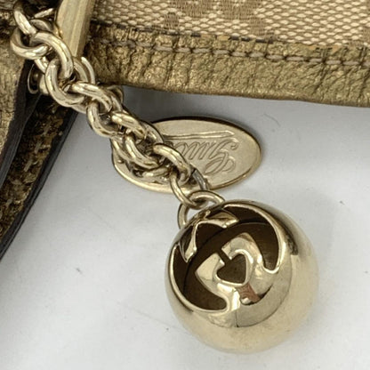 GUCCI Hand Bag Tote Purse Sherry Line GG Canvas Leather Beige Pink Authentic