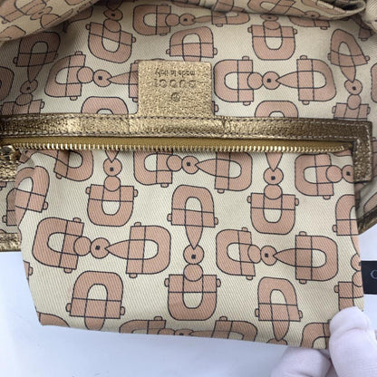 GUCCI Hand Bag Tote Purse Sherry Line GG Canvas Leather Beige Pink Authentic