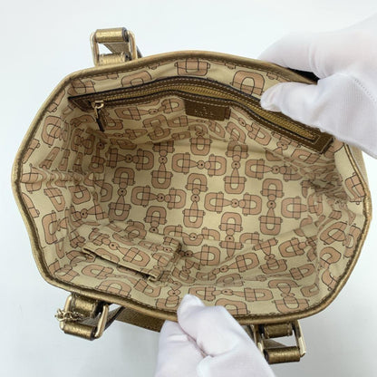 GUCCI Hand Bag Tote Purse Sherry Line GG Canvas Leather Beige Pink Authentic