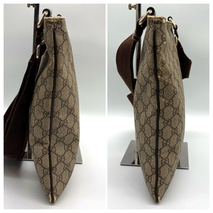 GUCCI Shoulder Bag Purse GG PVC Leather Beige Authentic