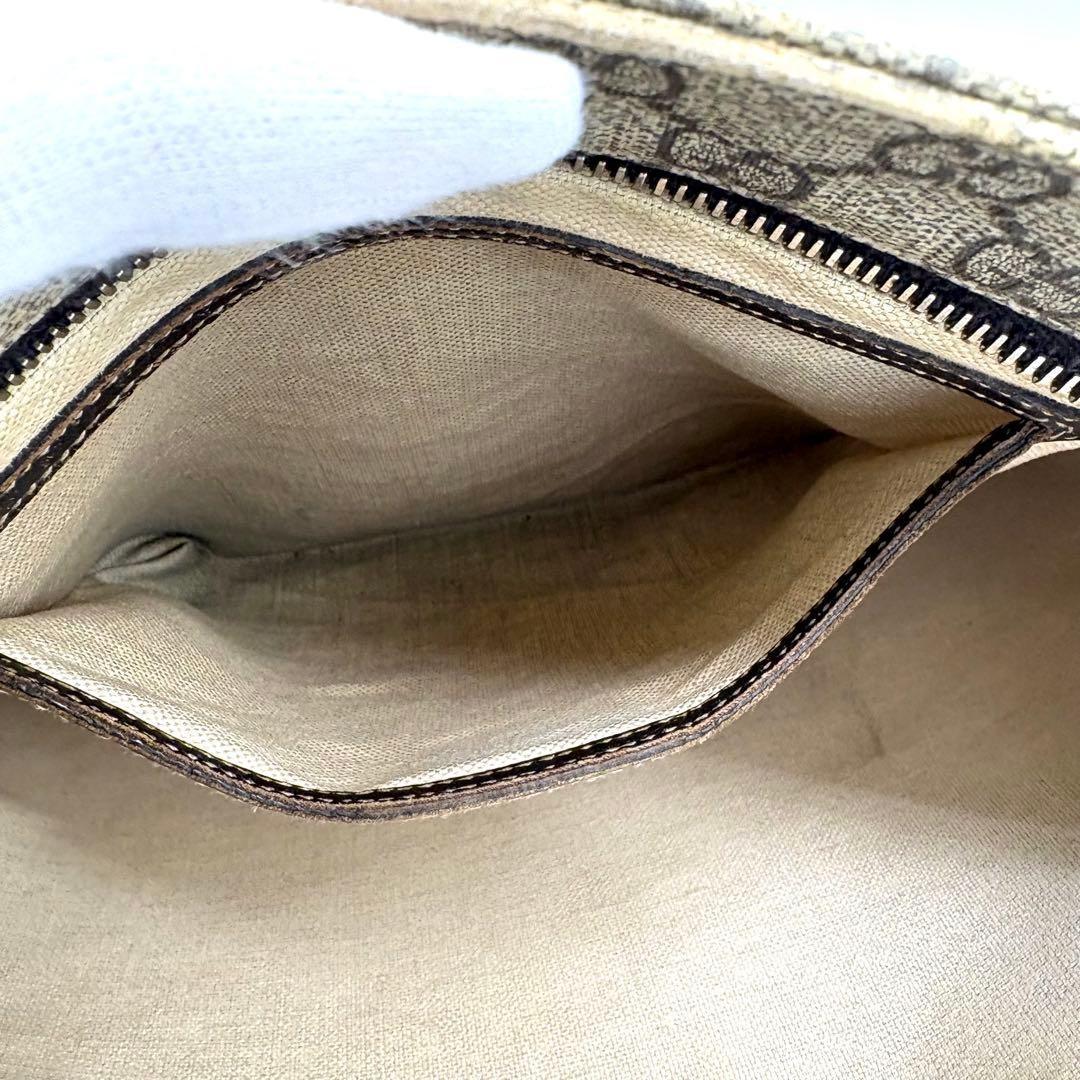 GUCCI Shoulder Bag Purse GG PVC Leather Beige Authentic