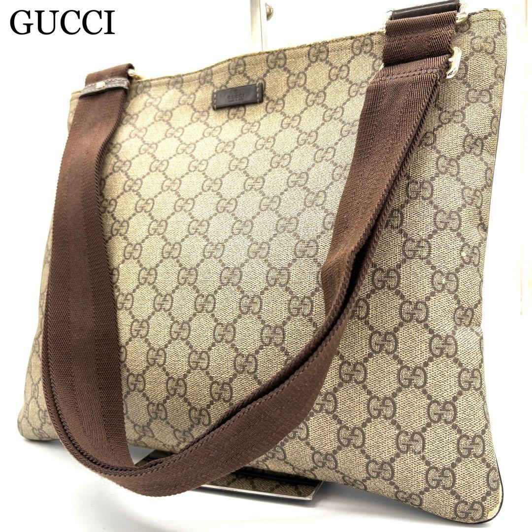 GUCCI Shoulder Bag Purse GG PVC Leather Beige Authentic