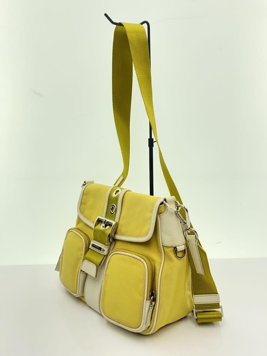 PRADA Hand Bag Tote Purse Logo Canvas Leather Yellow Authentic