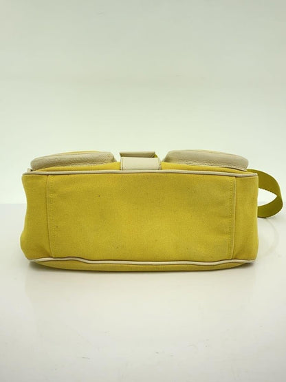 PRADA Hand Bag Tote Purse Logo Canvas Leather Yellow Authentic