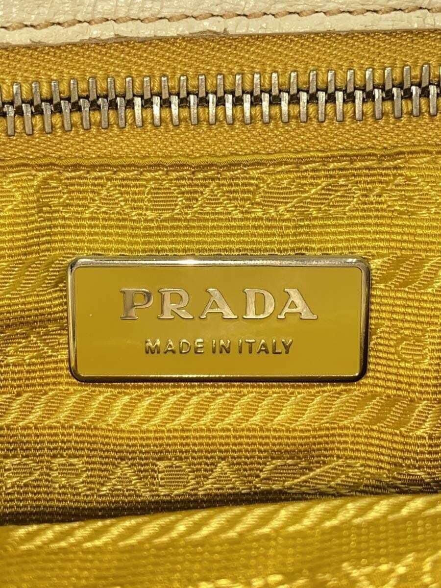 PRADA Hand Bag Tote Purse Logo Canvas Leather Yellow Authentic