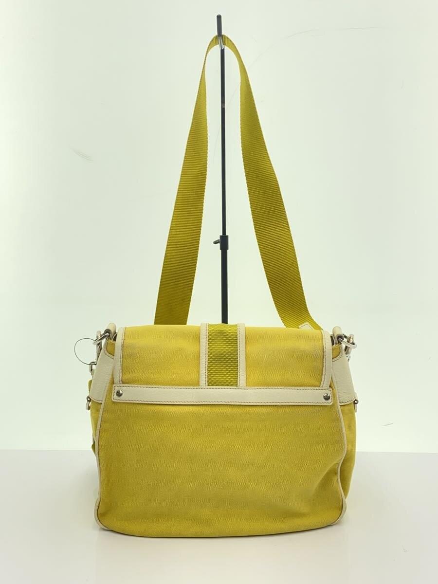 PRADA Hand Bag Tote Purse Logo Canvas Leather Yellow Authentic