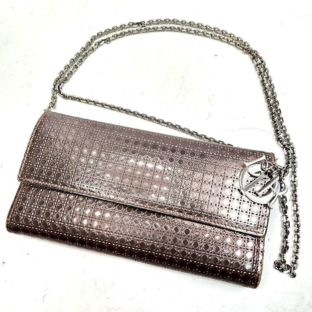 Christian Dior Shoulder Clutch Bag Second Bag Chain Cannage Authentic