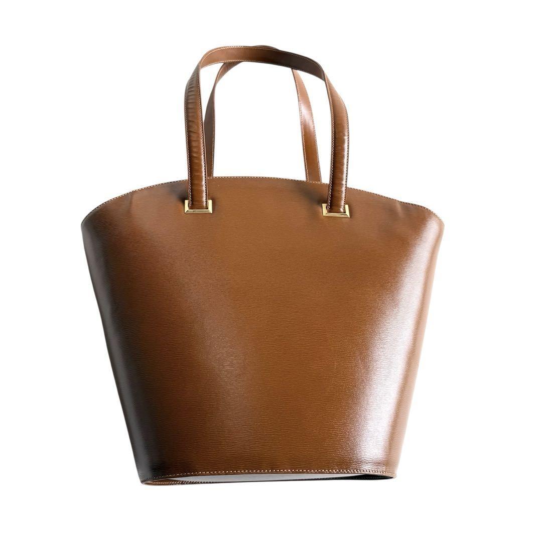 Christian Dior Hand Bag Tote Purse CD PVC Leather Brown Authentic